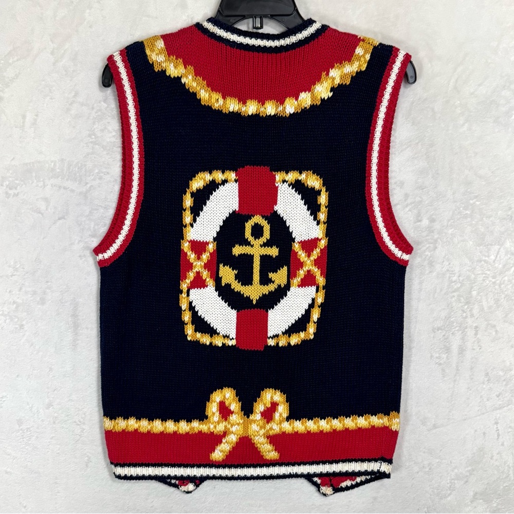 VTG 90s Eagle’s Eye Nautical Sweater Vest Size L Anchor Coastal Boat Embroidered
